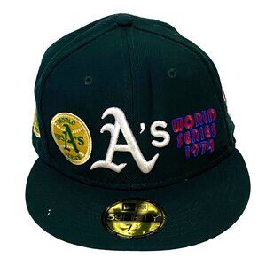 Oakland A's 59FIFTY New Era Green Fitted Hat Cap Streetwear Hip Hop World Series